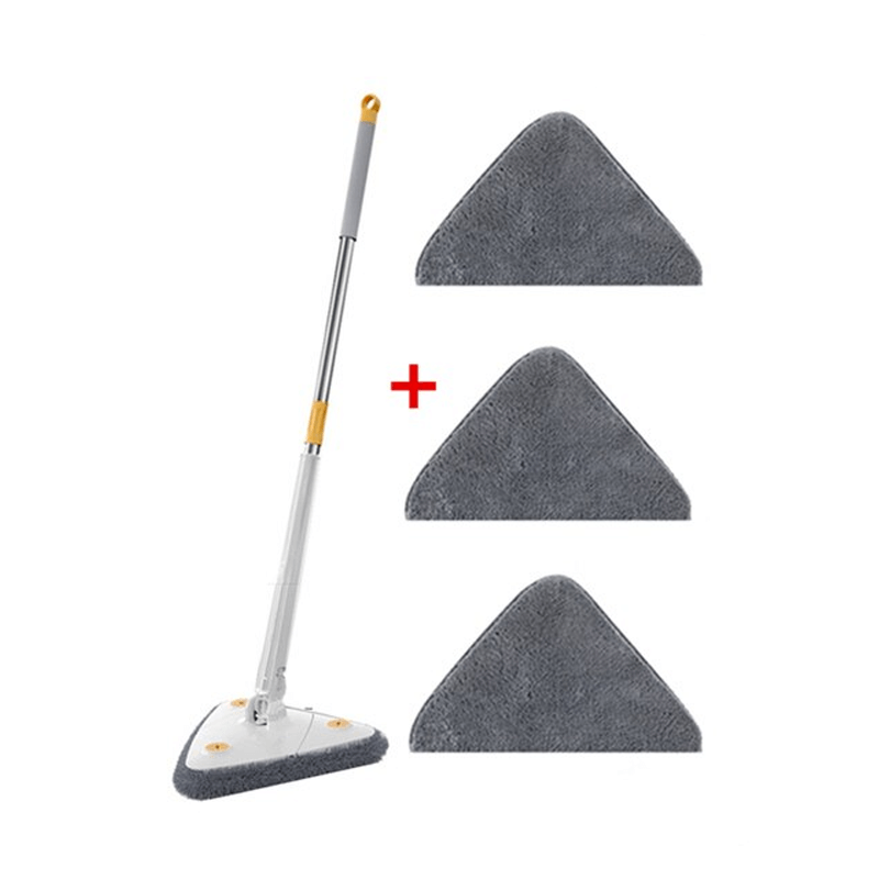 Triangelmopp, Multifunktionell Tryck- och Dra-kläm-mopp med Långt Handtag | 360° Roterande Justerbar Teleskopmopp