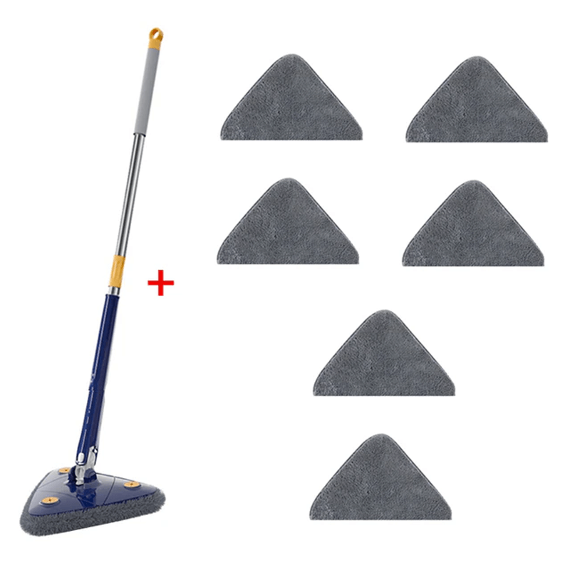 Triangelmopp, Multifunktionell Tryck- och Dra-kläm-mopp med Långt Handtag | 360° Roterande Justerbar Teleskopmopp