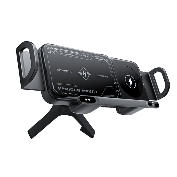 ChargeMount - Justerbar Smart Biltelefonhållare med 15W Trådlös Laddningsplatta för Fällbara Skärmar