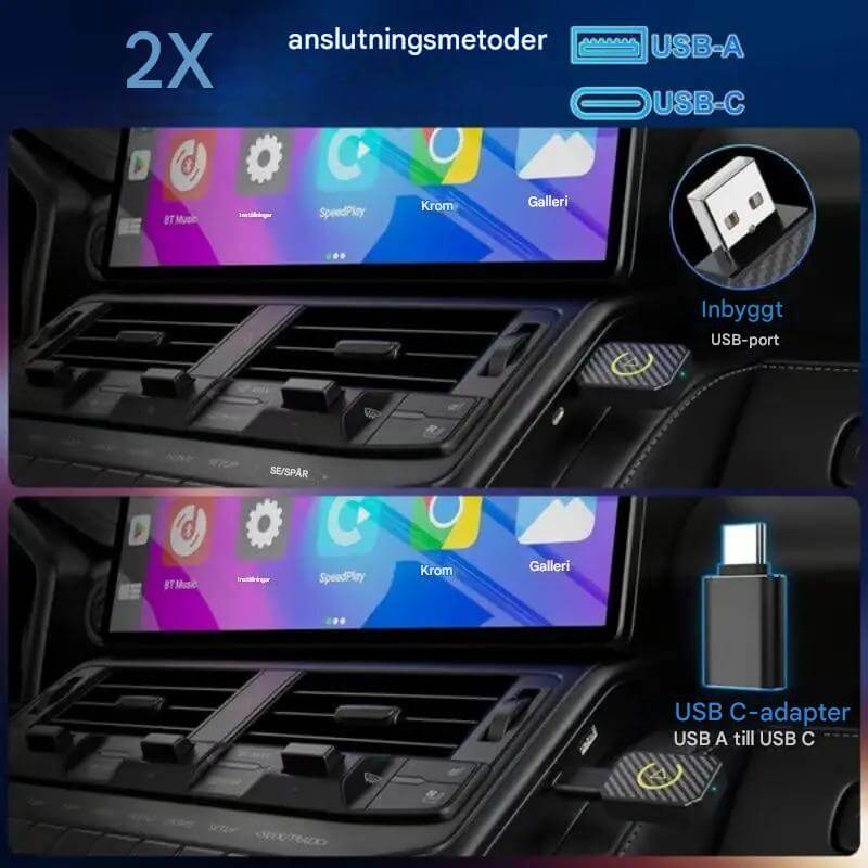CarloBox – Trådlös CarPlay & Android Auto Adapter | Enkel Plug & Play för en Sladdfri Bilupplevelse