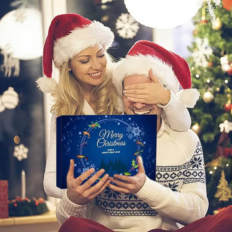 Fiske Adventskalender 2024 - 24 Dagars Julnedräkning med Premium Fiskebeten, Perfekt Present för Passionerade Fiskare