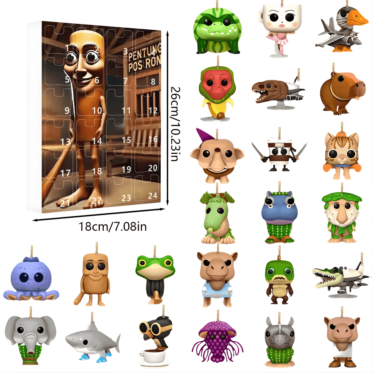 BrainFest – 2D Italian MindRot Characters Adventskalender med 24 Lekfulla Figuriner i 1/6-Skala för Julnedräkning